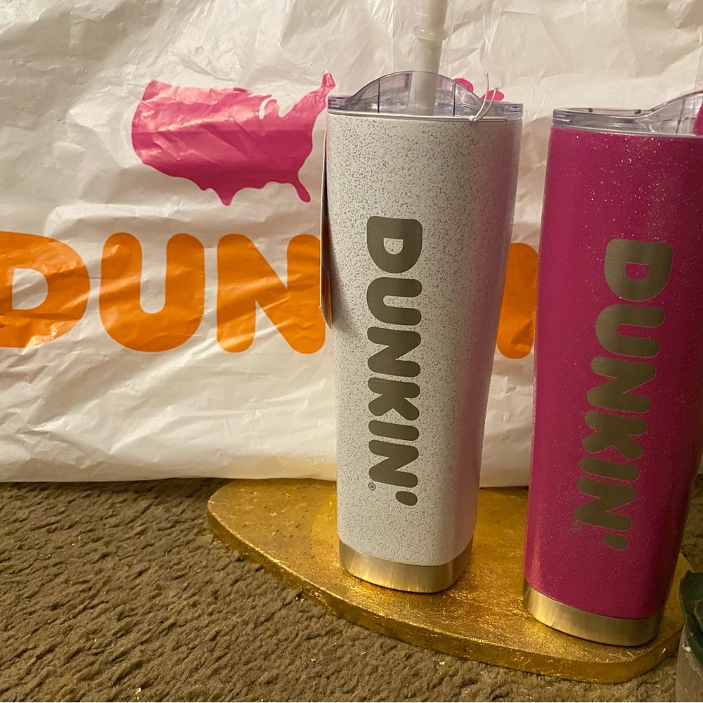New Dunkin Donuts White or Pink Glitter Limited Edition Tumbler